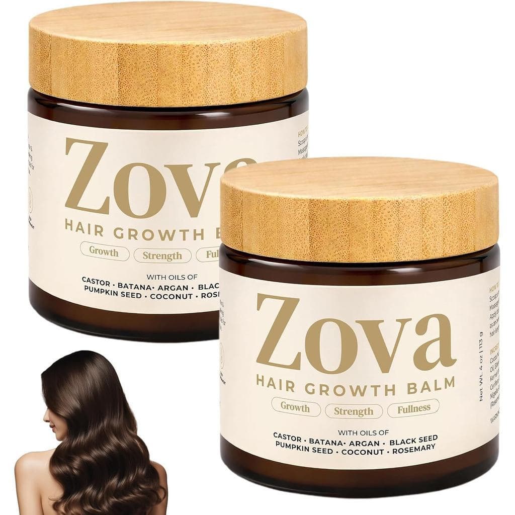 ZovaHairGrowthBalm-4Oz,Batana,Castor,Argan&Rosemary | 100% Puro e Fortalece Cada Cabelo, Suporta Cabelos Mais Grossos