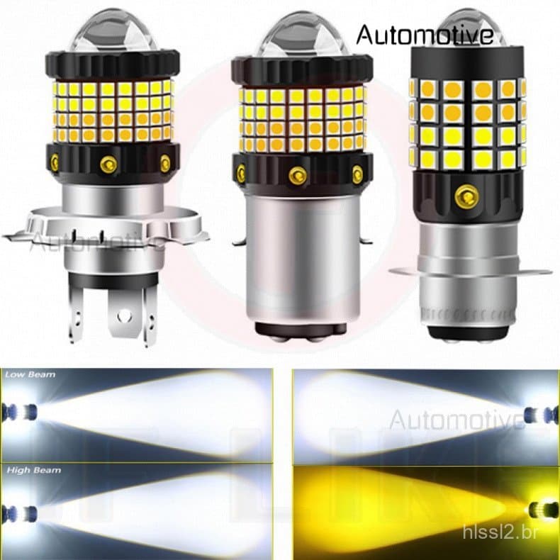 LED para Motocicleta 360 ° Lâmpadas de Farol H4 H6 BA20D 60SMD 3030 &amp; Lente Projetora 3570 CSP para Farol de Motocic