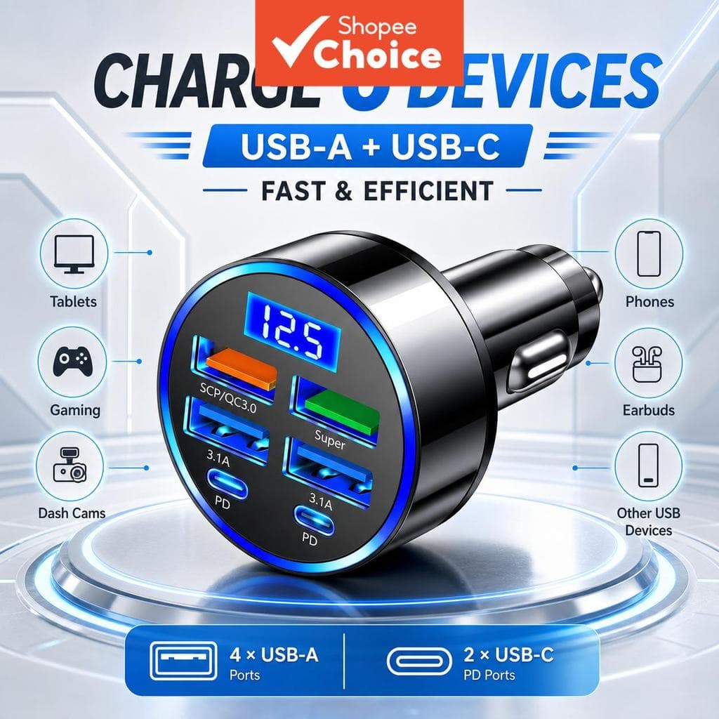 Adaptador De Carregadores USB Rápidos 4 2 Portas PD Divisor Com Display Digital