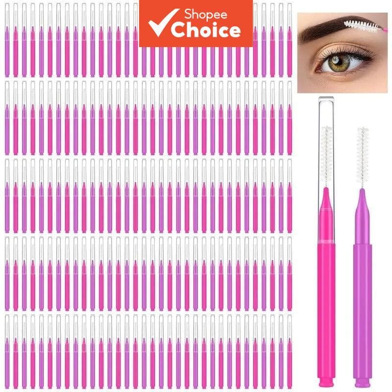 Conjunto De Micro Pincéis De Sobrancelha Com Tampa 120 Unidades-Pente De Spoolies De Cílios Para Laminação E Ferramentas