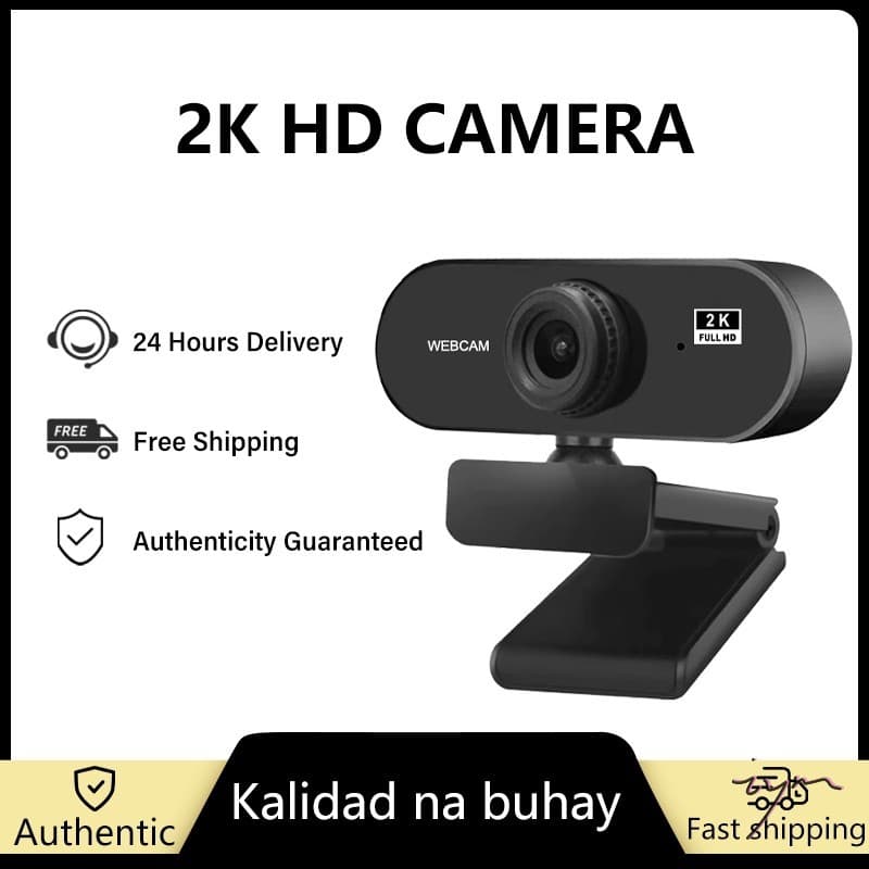 Webcam 2K Full HD Com Microfone-Câmera De Videochamada USB Para PC Laptop