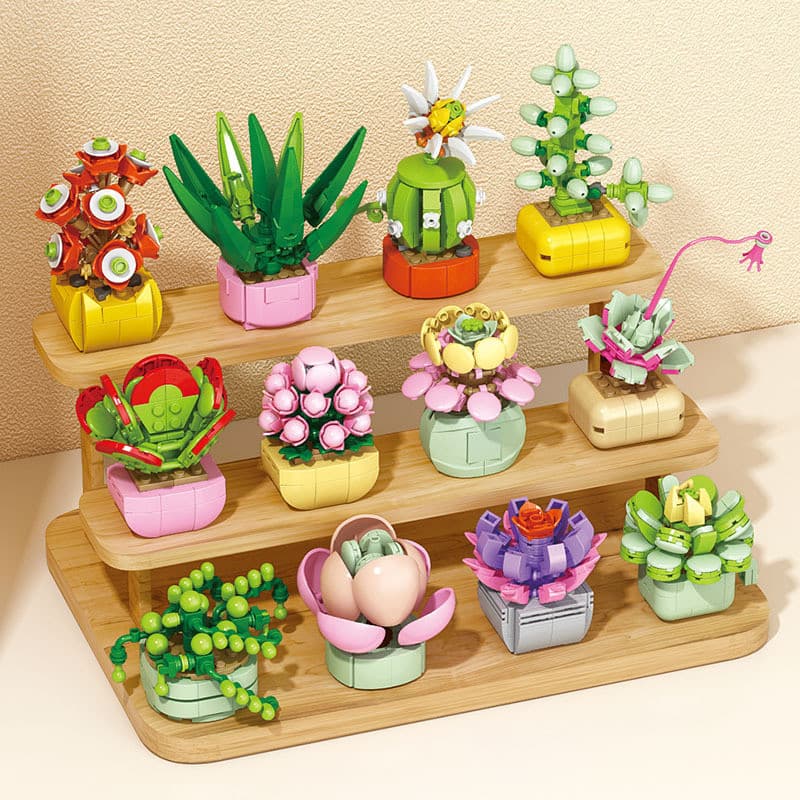 Suculenta pequena partícula blocos de construção brinquedos montados blocos de construção flor plantas vasos ornamentos