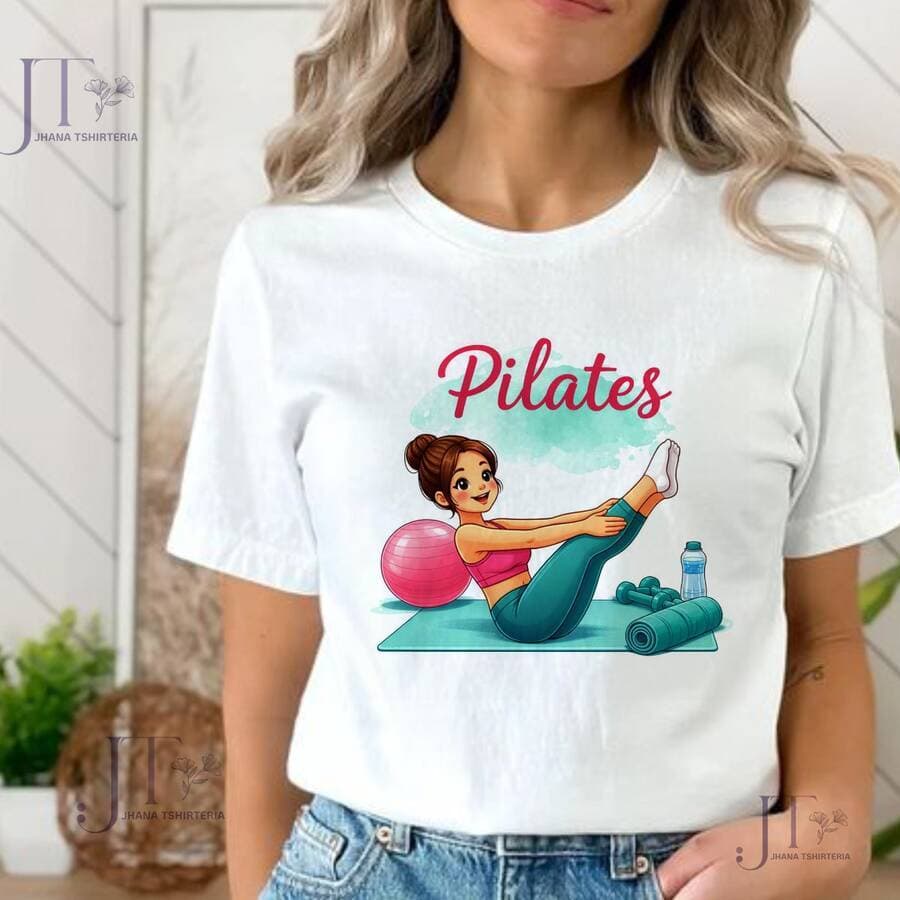Blusa feminina MULHER PILATES,BOLA ROSA,MODA CASUAL
