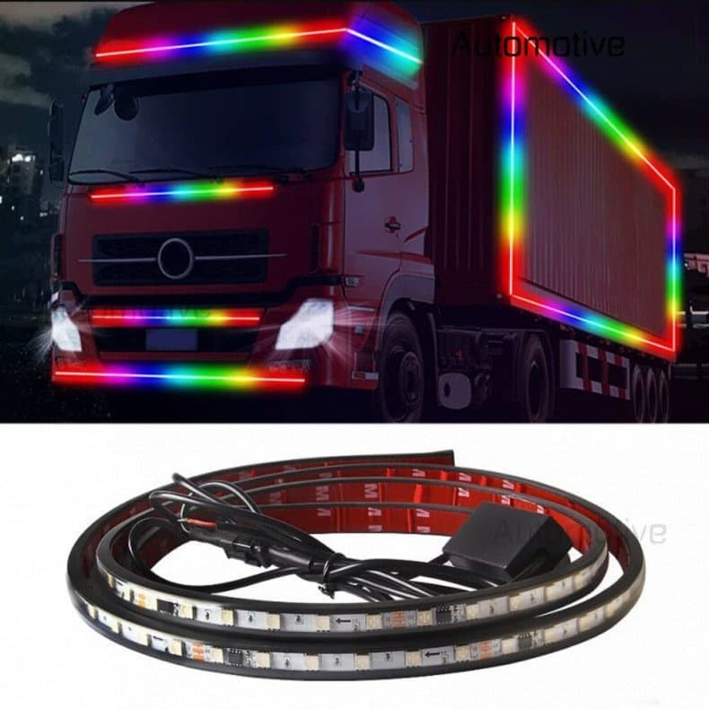 Luzes LED 12/24V para Carros e Caminhões, Luzes LED RGB Piscantes para Decoração e Aviso em Trailers, Caminhões e Carava