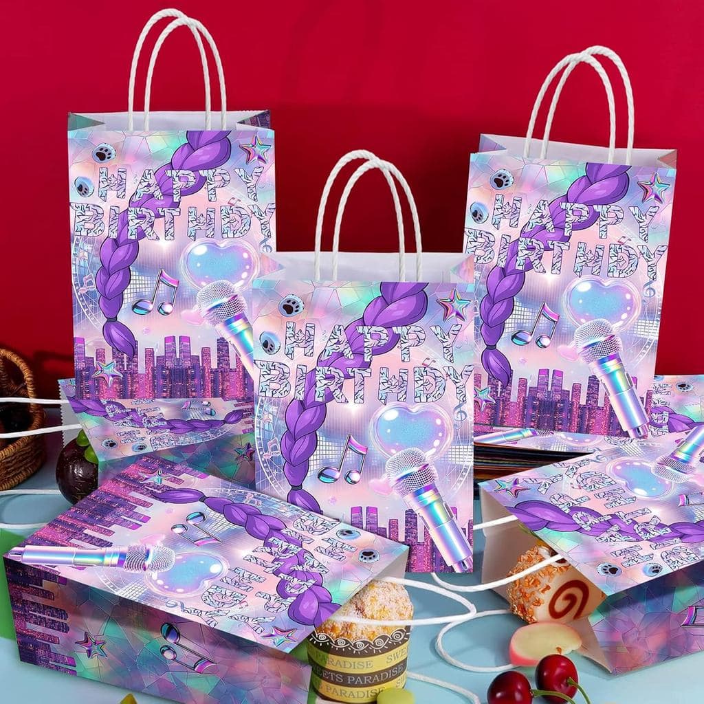 Casagete 12 peças Sacolas de Festa de Dança Musical para Meninas, Sacolas de Lembrancinhas para Aniversário de Meninas,