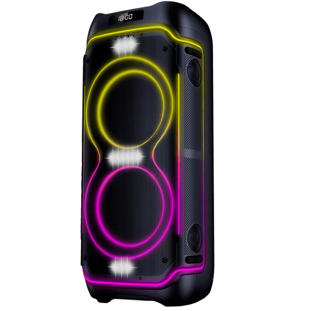 Caixa Som Torre 2000W Rms Portátil Bluetooth Amplificada Fm Usb Bivolt Party Vibe Sound Vs004
