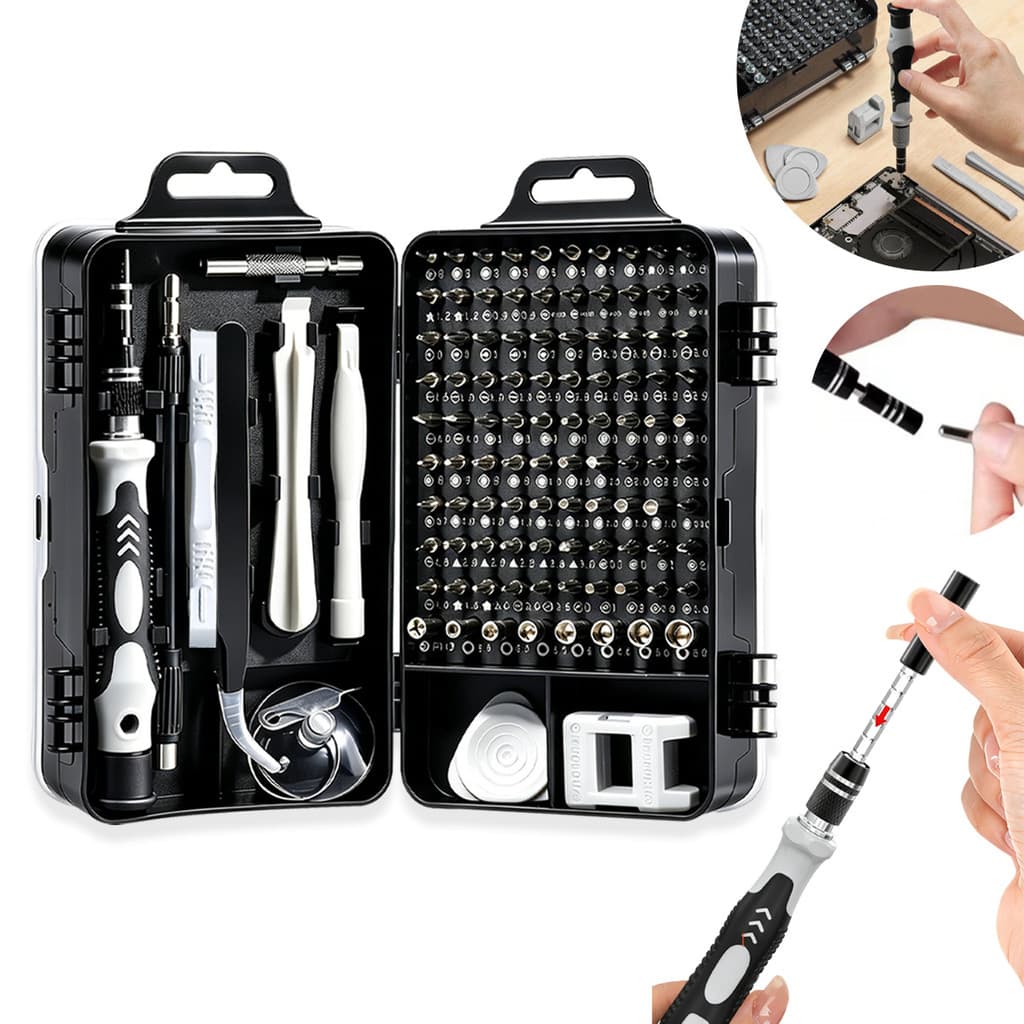 Kit 115 Peças Chave de Precisão Magnética Ferramenta Profissional para Reparo de Celular, Notebook, Tablet e Eletrônicos