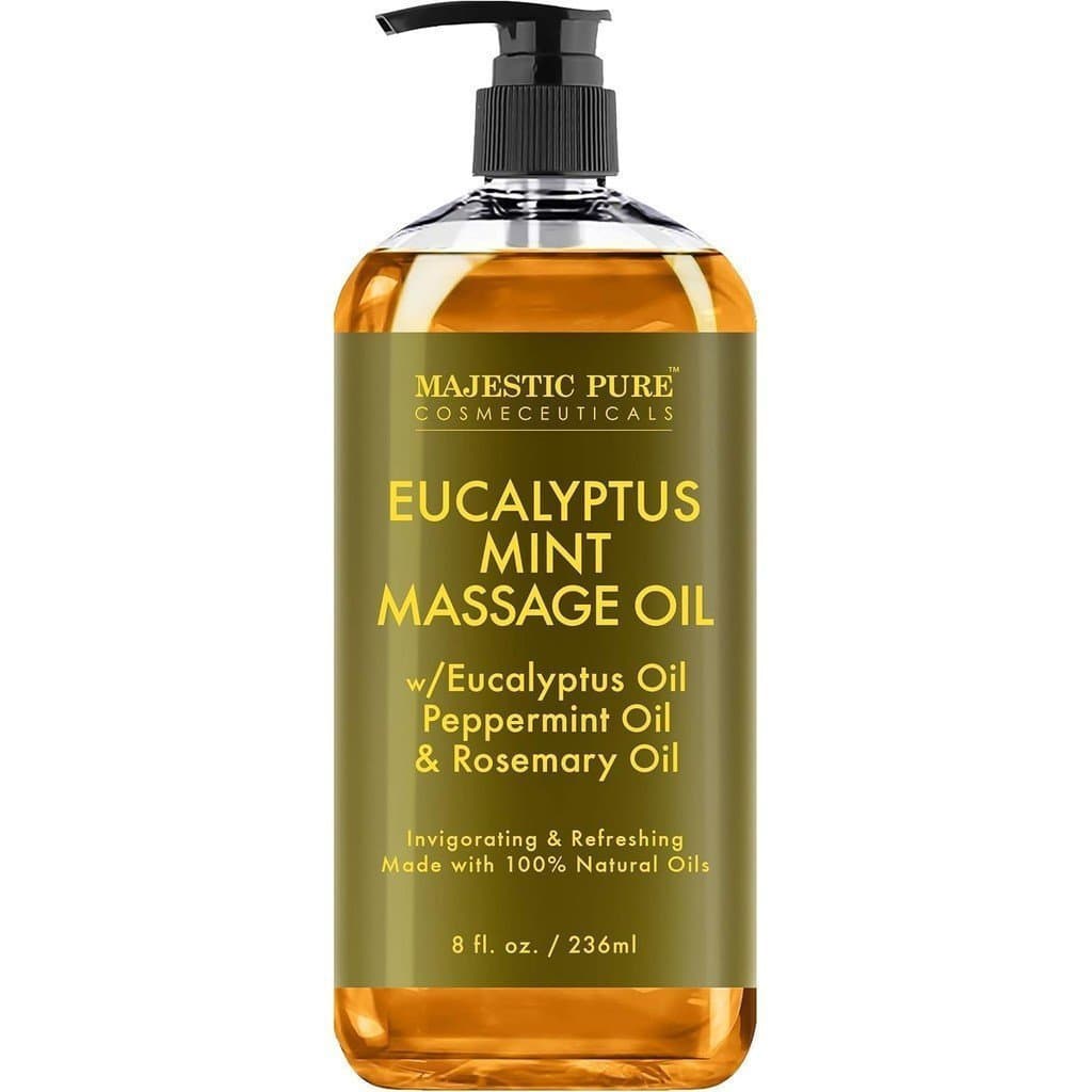 MAJESTIC PURE Óleo de massagem de eucalipto e hortelã-pimenta usado para terapia de massagem-refrescante e relaxamento-ó