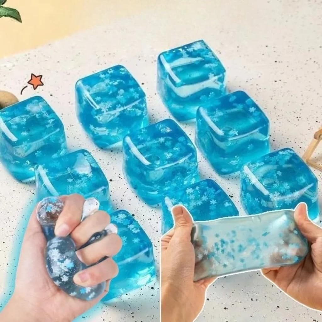 Brinquedo Mole De Cubo De Gelo De Floco De Neve Transparente , Alívio De Estresse TPR Macio Cheio De Maltose Para Crianç
