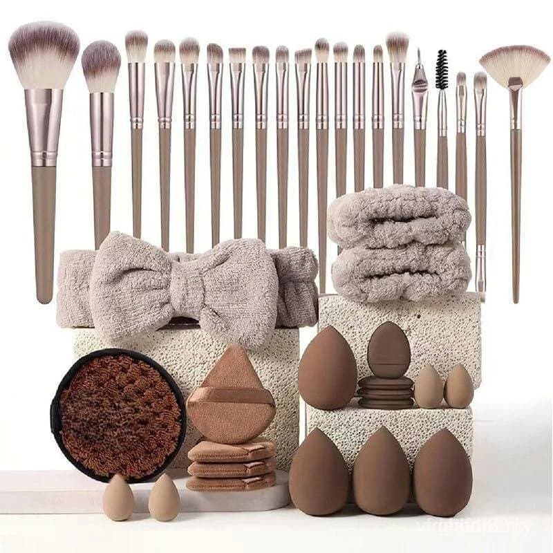 Conjunto de Pincéis e Esponjas de Maquiagem Tudo-em-Um, Kit de Maquiagem Profissional de 40 Peças, Pincéis de Maquiagem