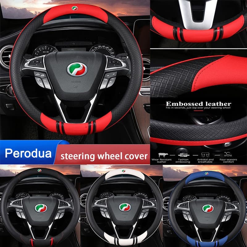 Perodua Capa De Volante Do Carro Acessórios Couro 38cm Para Myvi Aruz Bezza Axia Viva Alza Kancil