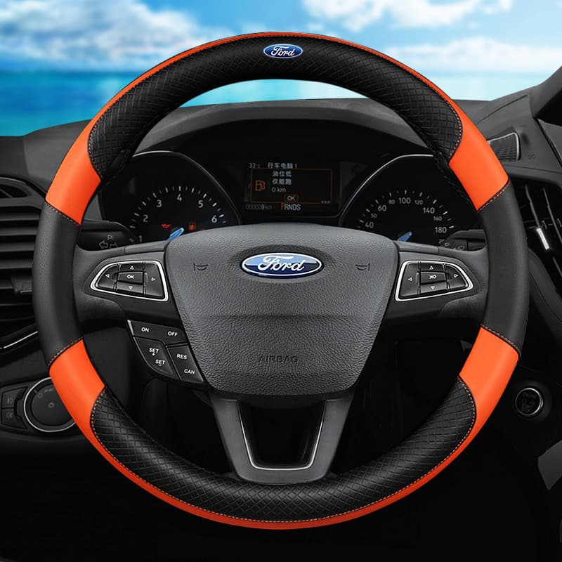 Capa de Volante de Carro Ford Sem Cheiro, em Couro Microfibra, Acessórios Antiderrapantes para Ford Ranger, Fiesta, Esca