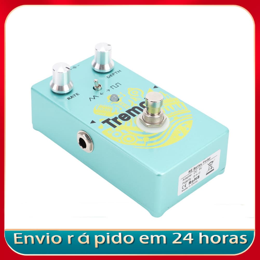 Nicegadget-BR ROWIN Tremolo Pedal Efeitos de guitarra com controle LFO Interruptor de forma de onda Modulação de fase