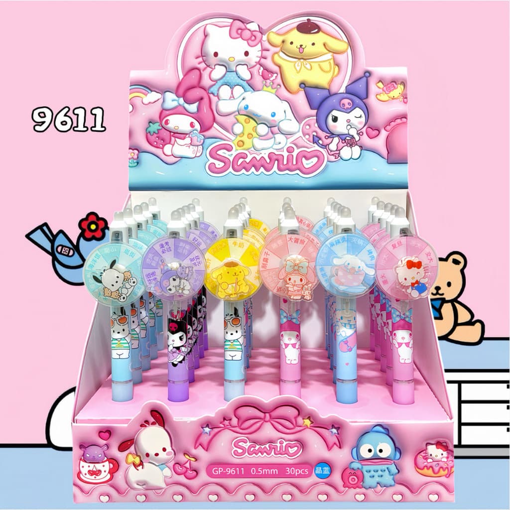 Menina coração Sanrio Turntable caneta apagável dos desenhos animados Zhuanzhuanle descompressão loteria caneta superior