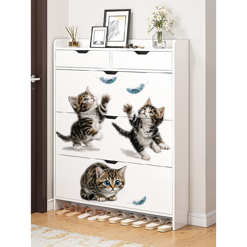 Série de cura gato expressão pena auto-adesivo adesivos de parede Pet Shop quarto decoração adesivos capa de parede feio