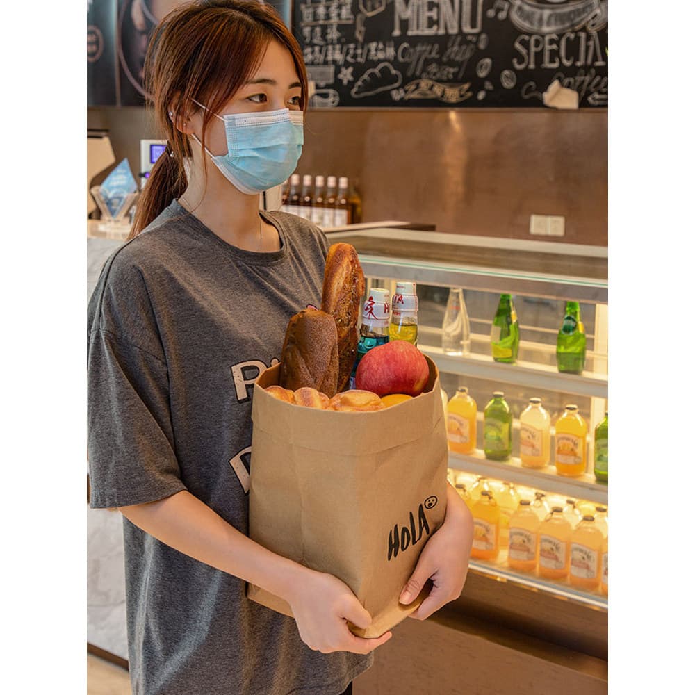 Saco de papel Kraft estilo ins japonês, lavável, à prova d'água, cozinha, geladeira, saco de armazenamento de vegetais,