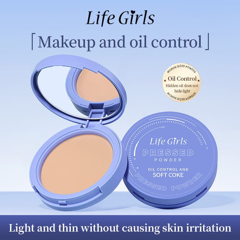 Pó Compacto Feminino Life Girls Com Foco Suave , À Prova D'água De Suor , Controle De Óleo , Acabamento Iluminador