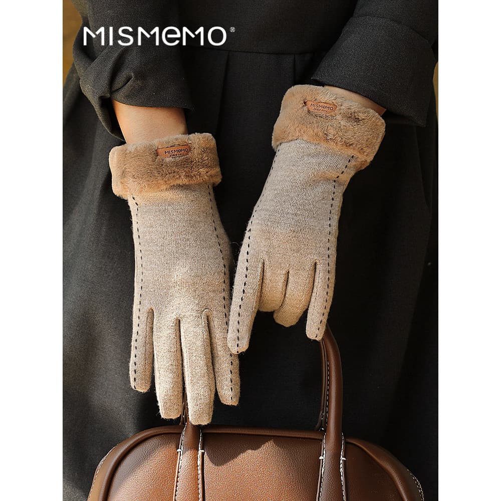 MISMEMO luvas de lã femininas inverno velo quente luvas de ciclismo versão coreana tela sensível ao toque luvas de cinco