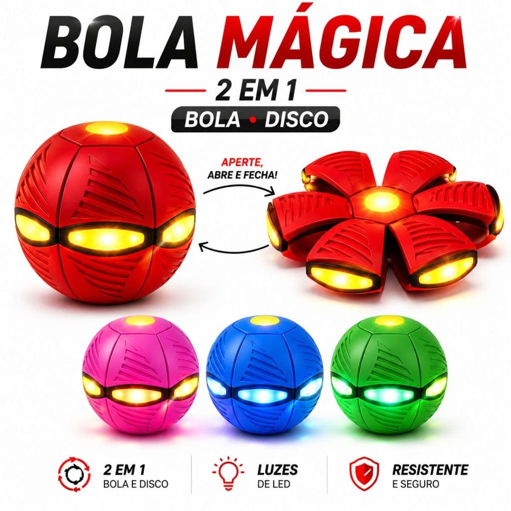 Bola Mágica LED 2 em 1Disco UFO Pet e Infantil Batata Quente