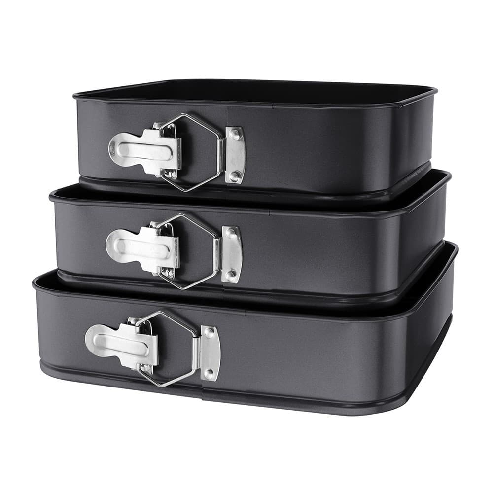 Kit 3 Formas Quadradas Fundo Removível Antiaderente Bolo Tortas 24/26/28cm