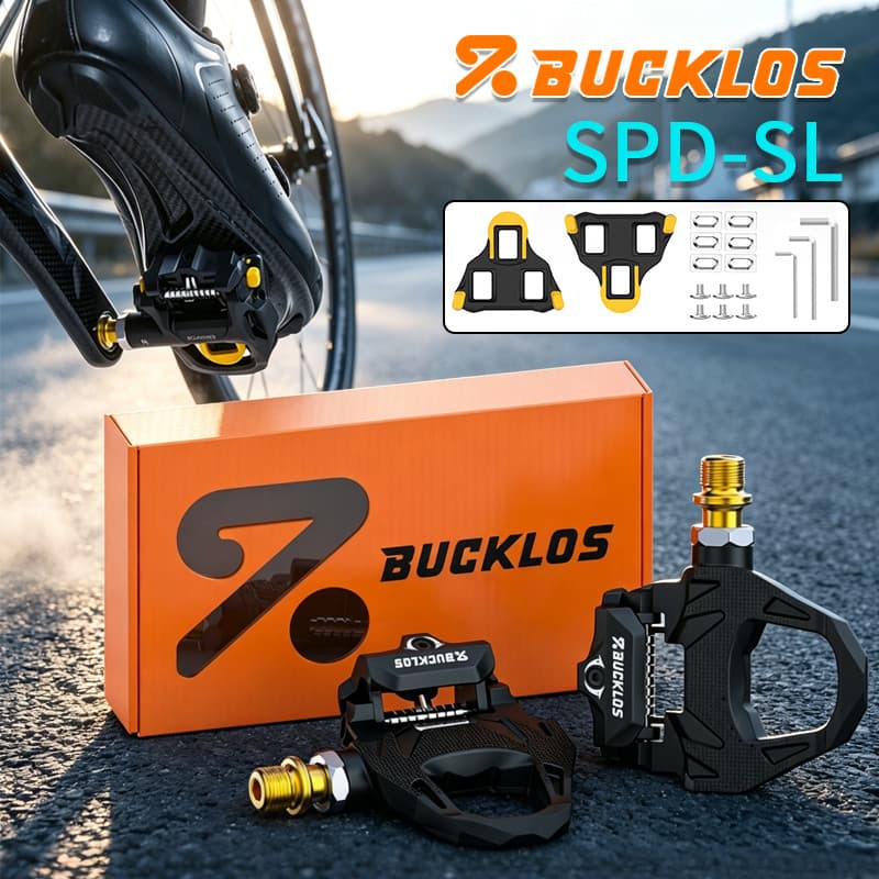 BUCKLOS Pedal De Bicicleta De Estrada SPD-SL , Sistema De Ciclismo , Com Presilhas De 6 Graus , Trava Shimano Travamento