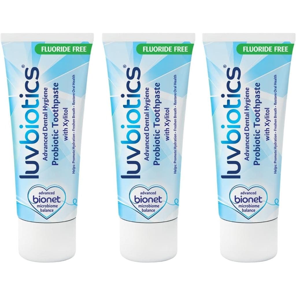 Pasta de Dente Sem Fluoreto Luv Biotics com Probióticos Orais, Xilitol e Aloe Vera - 3 x 75ml