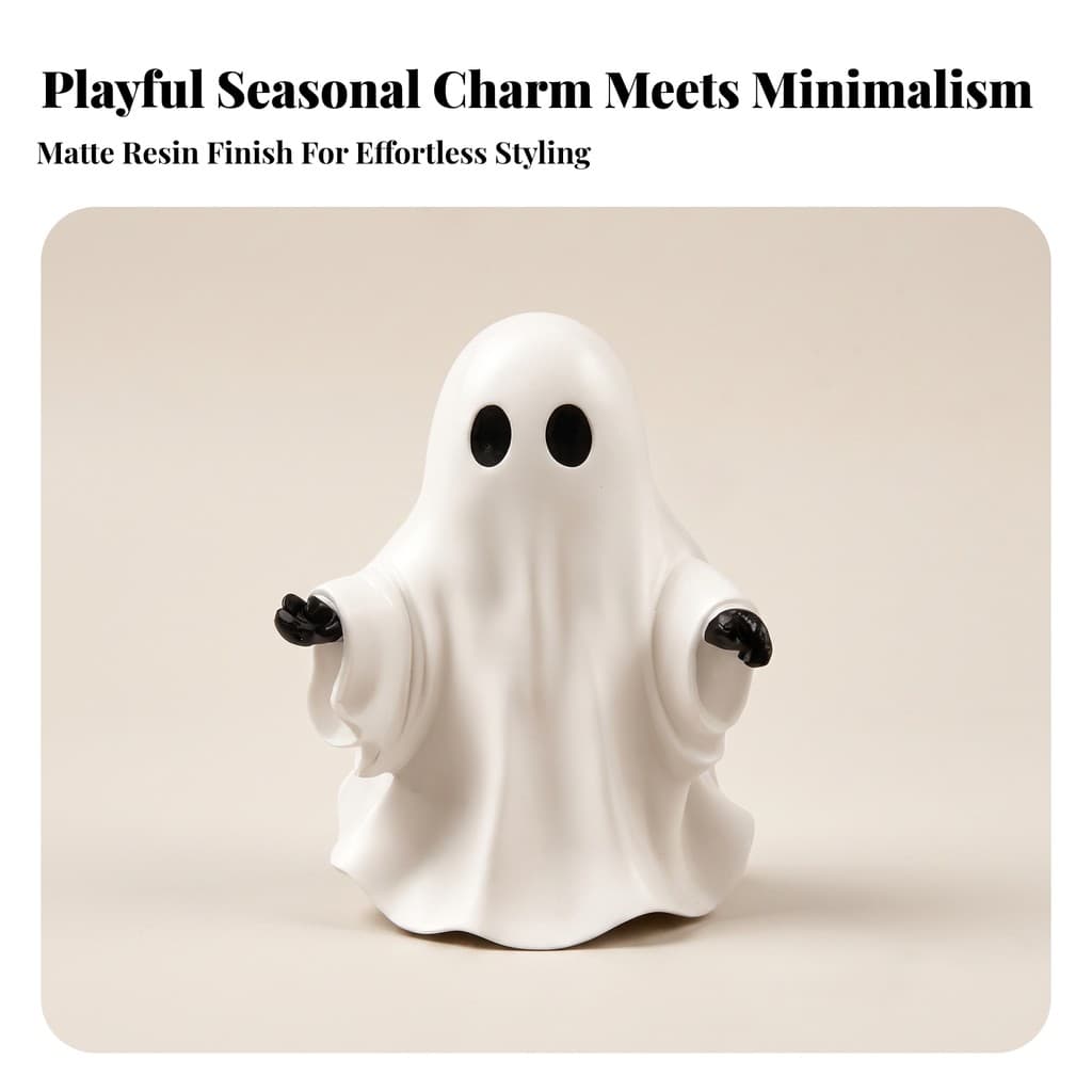 Estatueta Fantasma De Resina , Estátua Drapeada De Halloween , Decoração De Mesa , Acabamento Liso Fofo Para Lareira , P