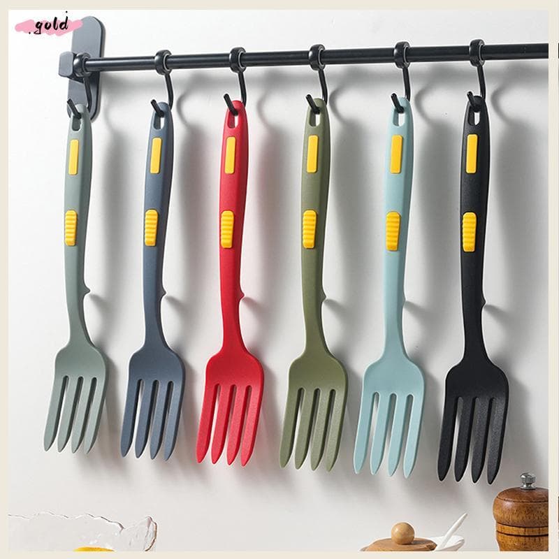 Utensílios De Cozinha Flexíveis Dourados , Multifuncional , Servidor De Espaguete , Garfo De Silicone , Garfos De Salada