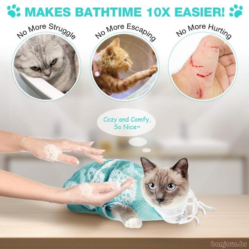 bonjour Capa Ventilada Para Manuseio De Gatos , Rotina De Banho E Limpeza De Casaco , Bolsa De Suporte Lavável Com Alça
