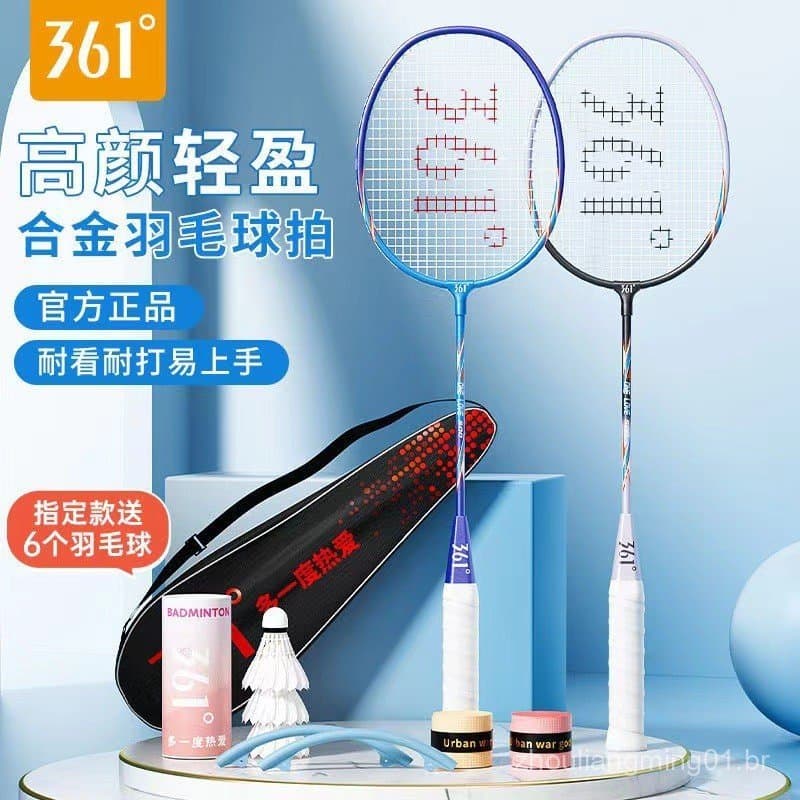 361 ° Raquete de Badminton Série 500, Conjunto Duplo Durável para Estudantes e Adultos, Conjunto Ofensivo Ultra-Leve par