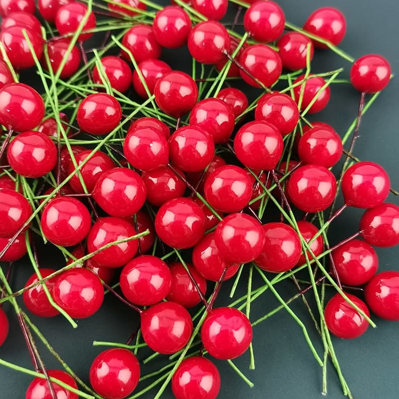100 peças 65mm tamanho pequeno flor Artificial cereja fruta, adequado para DIY casamento caixa de bolo de natal pérola g