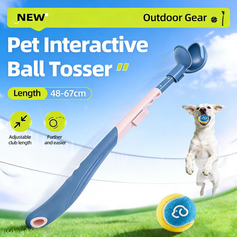Lançador de Bolas Retrátil para Cães, Dispositivo Portátil para Bolas de Tênis Padrão, Brinquedo de Busca Mãos-Livres de
