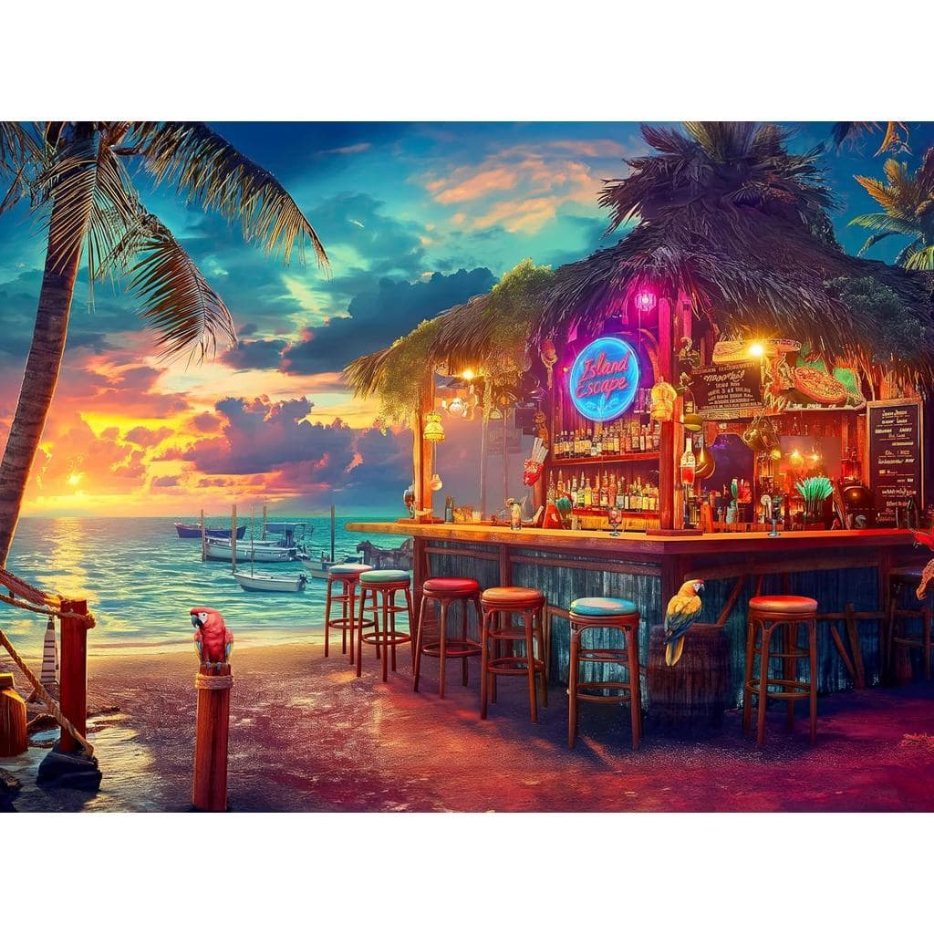 Quebra-cabeça 1.000 peças quebra-cabeça adulto-pôr do sol praia Bar-de-cabeça adequado para jogo noturno 4.000 peças que