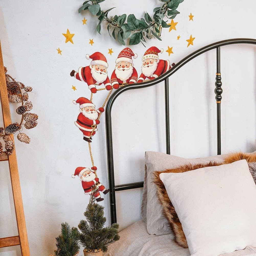 Adesivo De Parede De pvc Com Estrela De Papai Noel Fofo Para Quarto , Sala De Estar , Casa