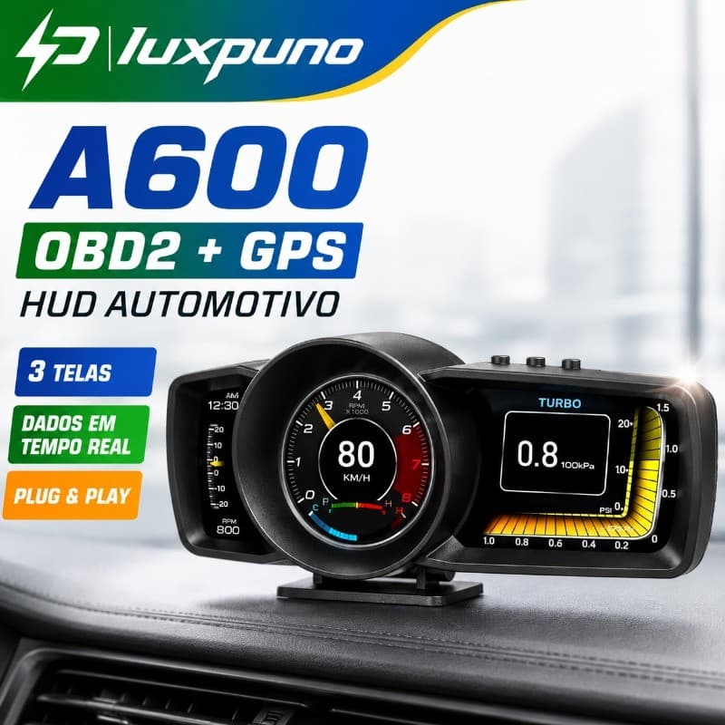 A600 Carro Head Up Display OBD2 GPS Tela Dupla HUD Painel Multi-Função Velocímetro Digital Sistema De Alarme De Medidor