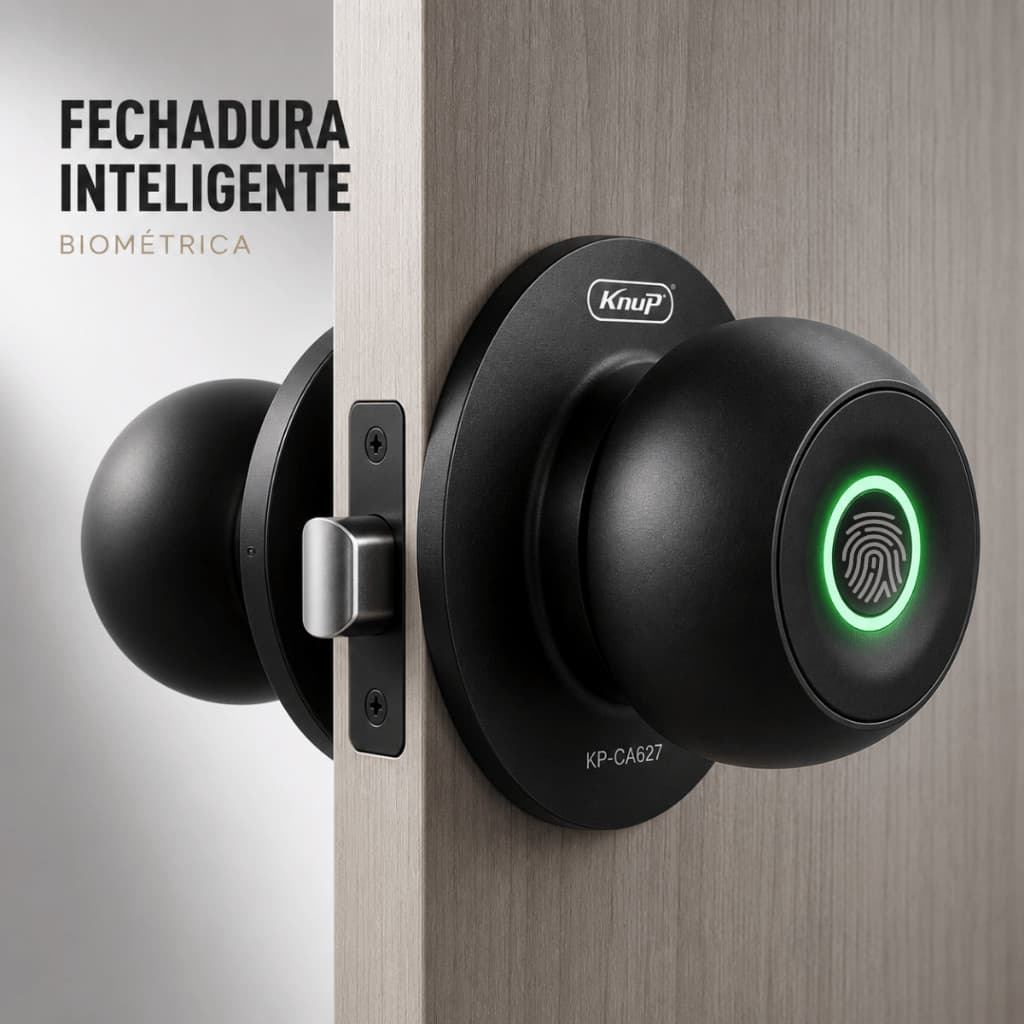 Fechadura Digital Inteligente Biométrica Bluetooth Maçaneta Eletrônica Universal Porta Knup