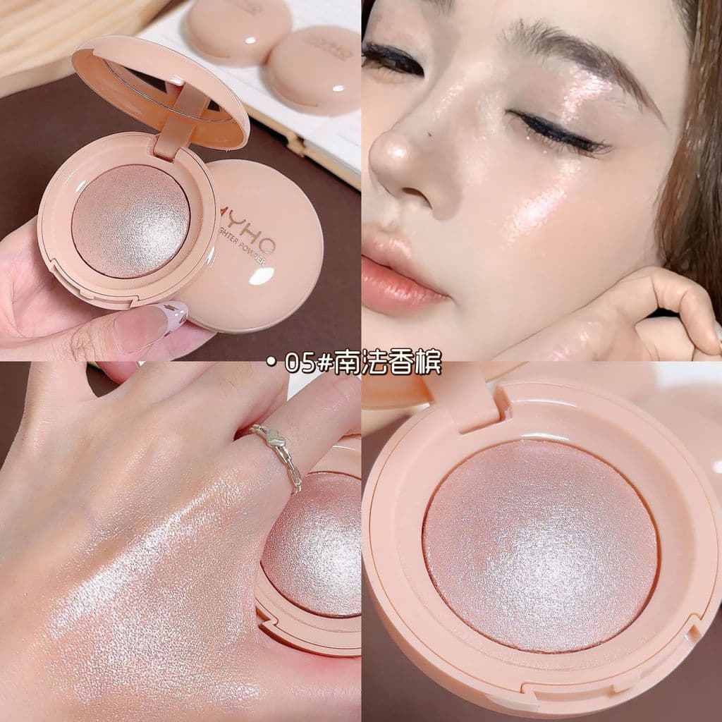 Iluminador Compacto e Pó Compacto Multiuso – Compacto Iluminador de Tonalidade Única para Sombra, Blush e Iluminação Fac
