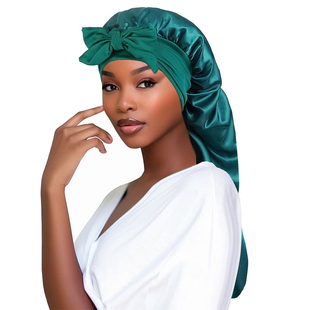 Boné Longo De Cetim Com Faixa De Laço , Gigante Dupla Face Para Tranças De Caixa Longa , Cabelo 65CM