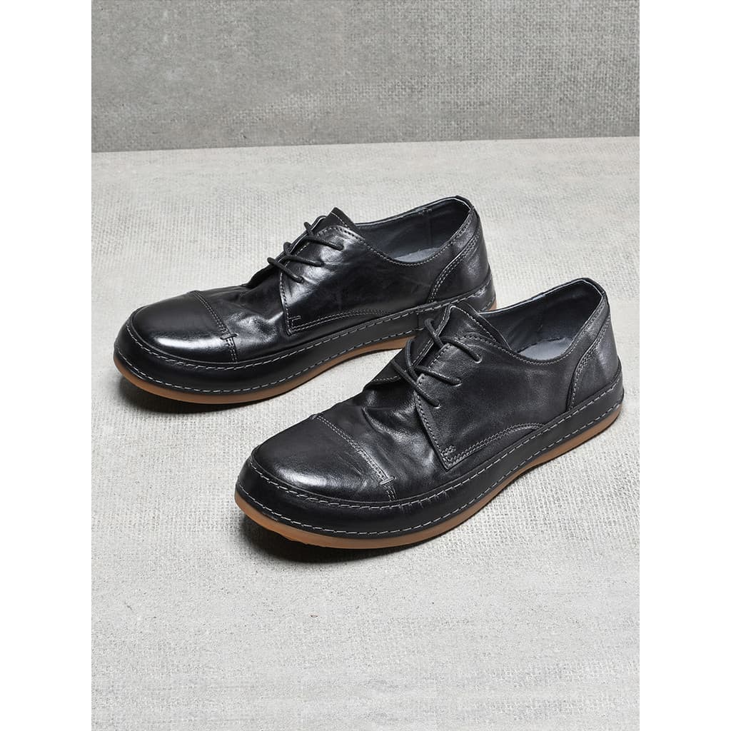 Novo estilo de couro de cavalo lavado feito à mão sapatos de couro de negócios sola macia respirável leve tênis casuais
