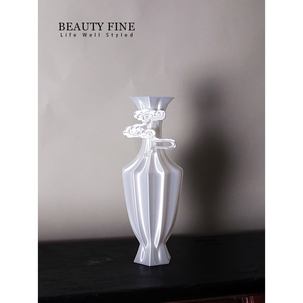 Bofei Decoração de casa Impressão 3D Vaso de bambu prateado Estabilização emocional Novos utensílios de flores chineses