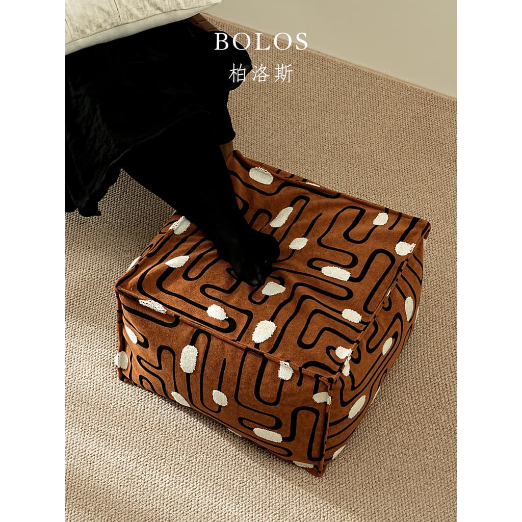 BOLOS HOME BOLOS HOME High-End Cor Caramelo Linha de Bolinhas Banqueta Baixa Sala de Estar Modelo Sala Villa Pedal Macio