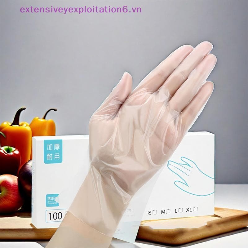 exten 50/100pcs Luvas Sem Látex TPE Descartáveis Transparentes Antiderrapantes Ácido Segurança No Trabalho De Limpeza Do