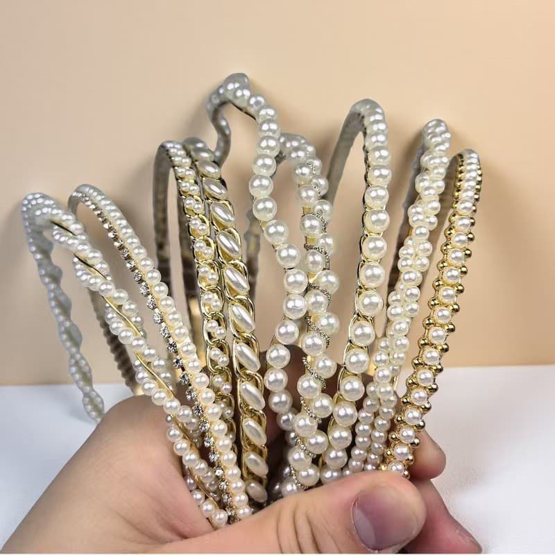 Tiara de ouro, prata e pérolas, acessórios de cabelo para noivas europeias e americanas, tiara simples e elegante de tec