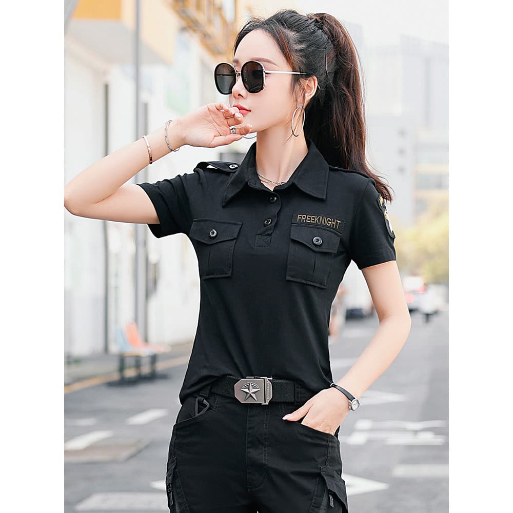 Camiseta de manga curta feminina verão 2026 novo estilo camisa polo meia manga mais magro olhar nicho Formal ombro Desig