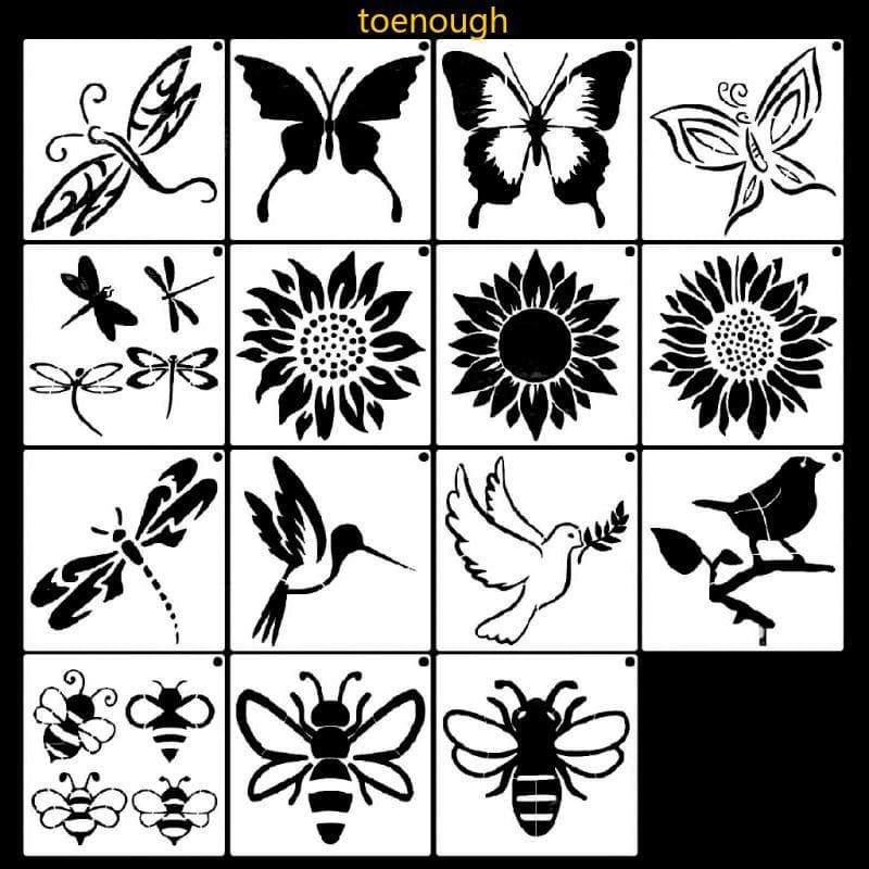 Dedo Do Pé 15 Peças Estênceis Desenho Borboleta Modelos Pintura Para Animais Estimação Metal Vidro