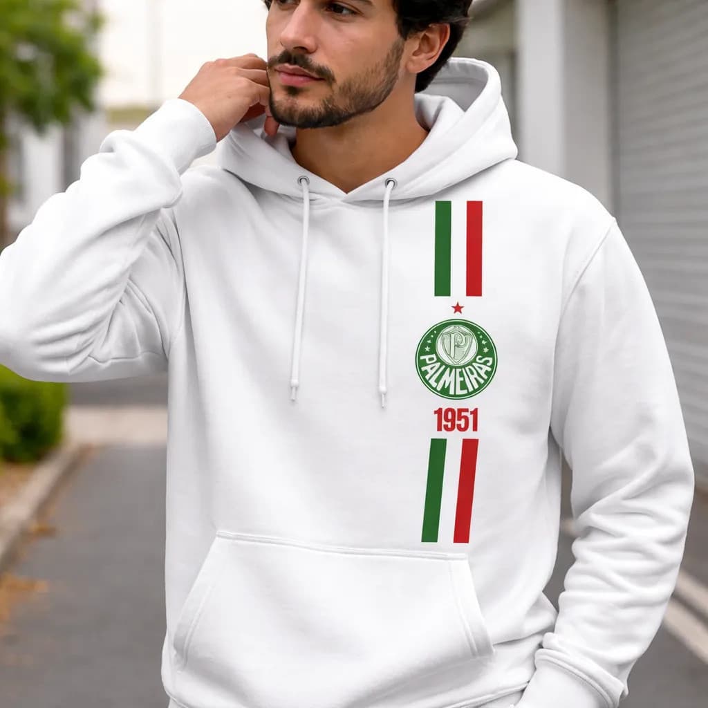 Moletom Palmeiras Masculino Feminino Unissex Casaco Canguru Capuz Futebol Palestra
