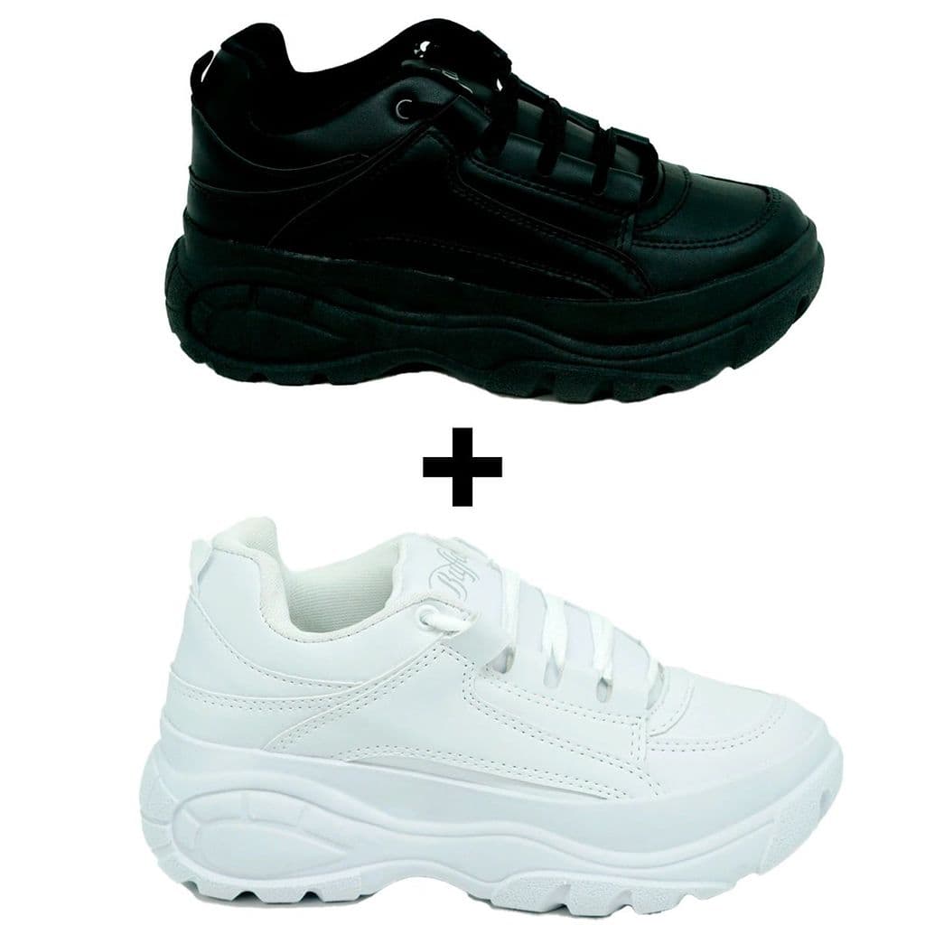 Kit 2 Tênis Plataforma Feminino Bufalo London