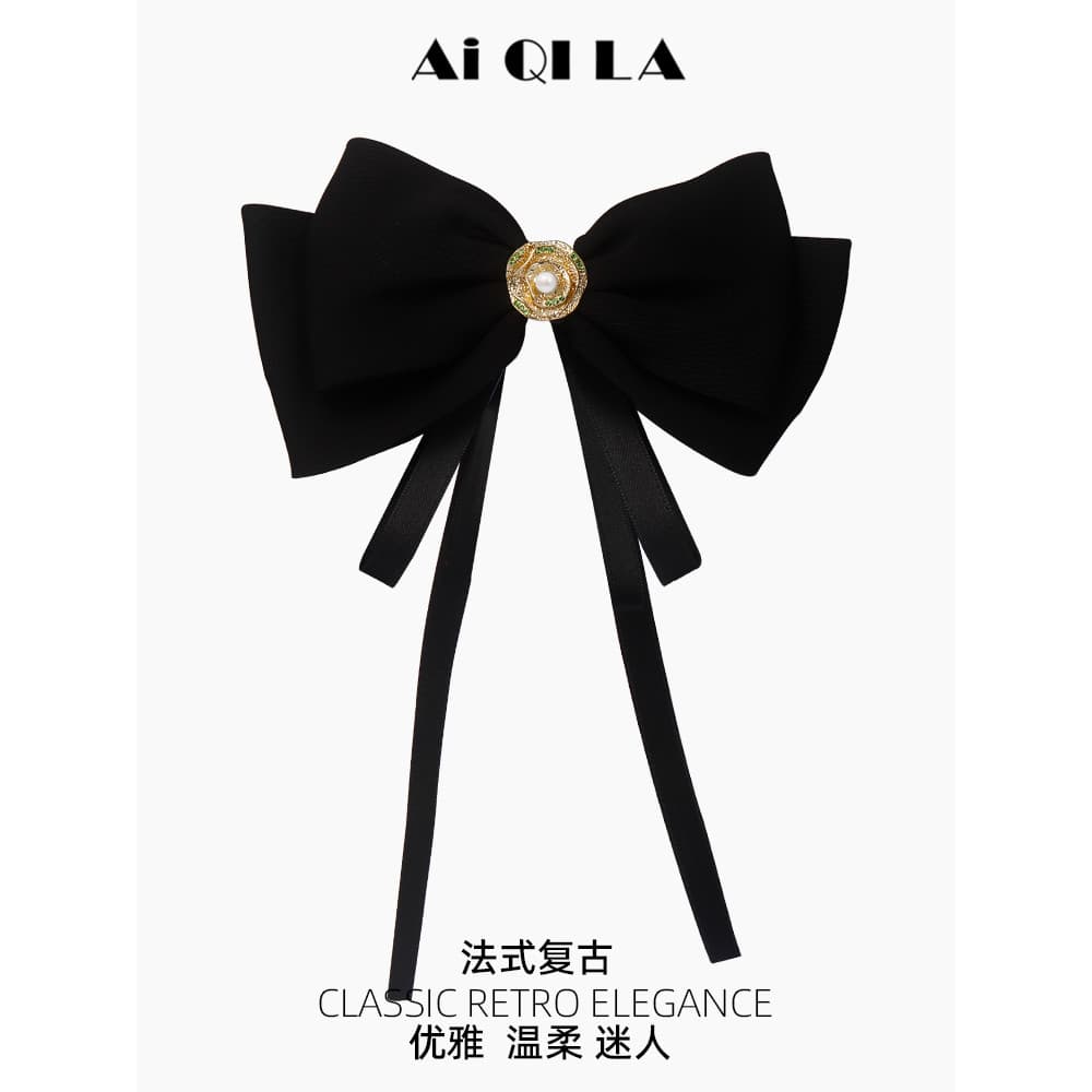 AIQILA AIQILA Grampo de cabelo feminino 2025 novo estilo High-End preto arco cocar Streamer borla acessórios de cabelo e