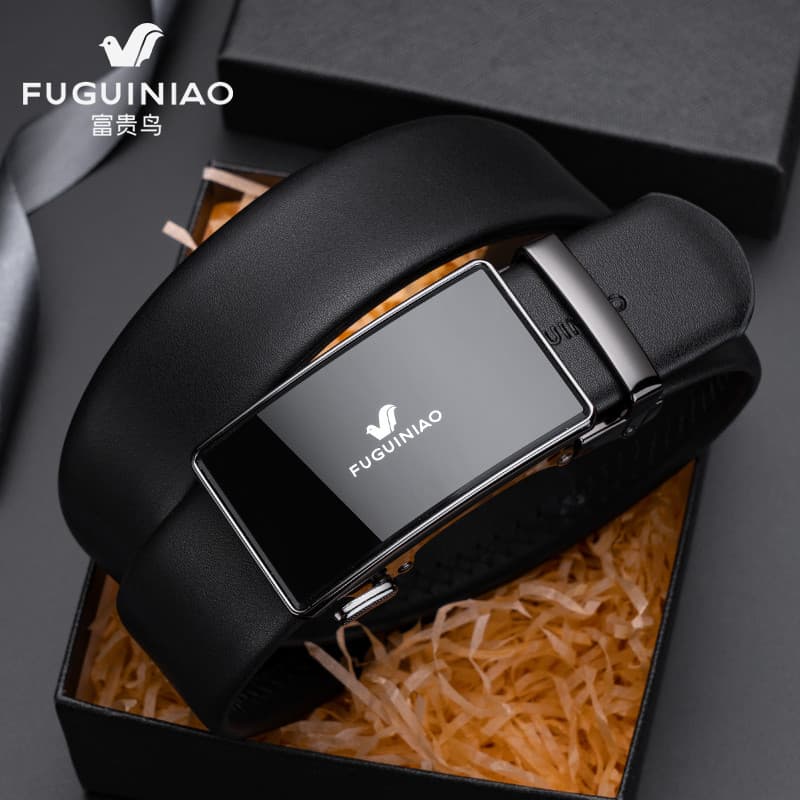 Fugui cinto de couro masculino na moda 2025 novo estilo cinto masculino fivela automática cinto de negócios