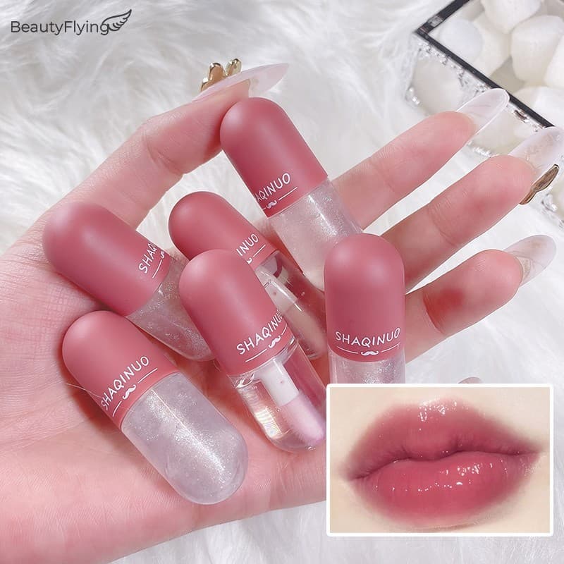 Brilho Labial Impermeável Brilhante Transparente-Mini Cápsula Hidratante Para Estudantes